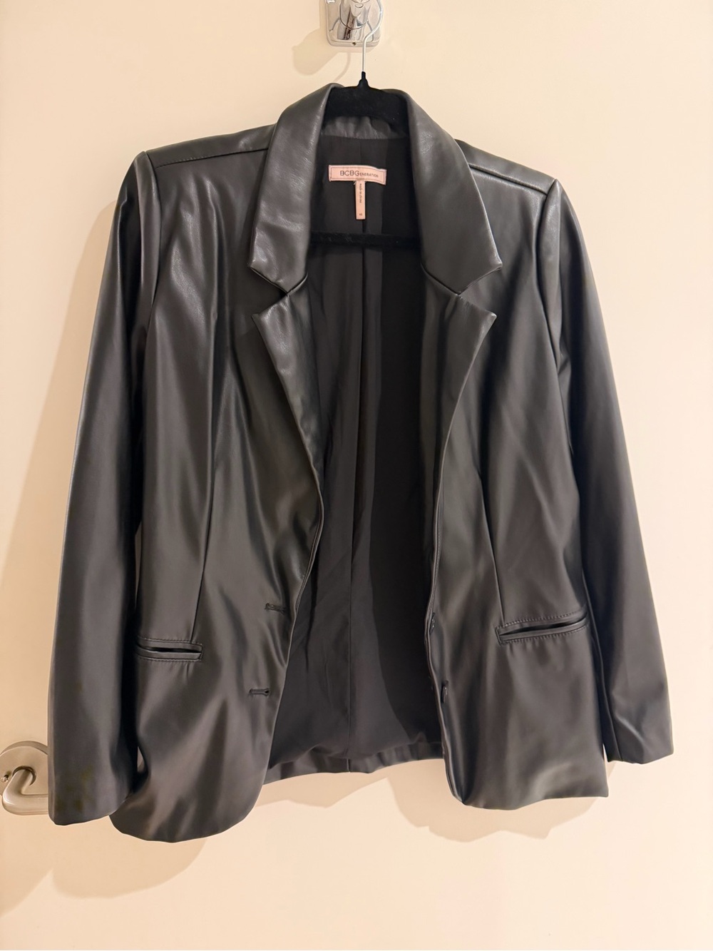 BCBGeneration Black Faux Leather Blazer